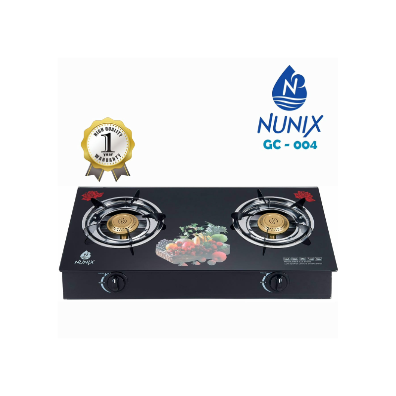 Nunix 2 Burner Glass Stove GC-004